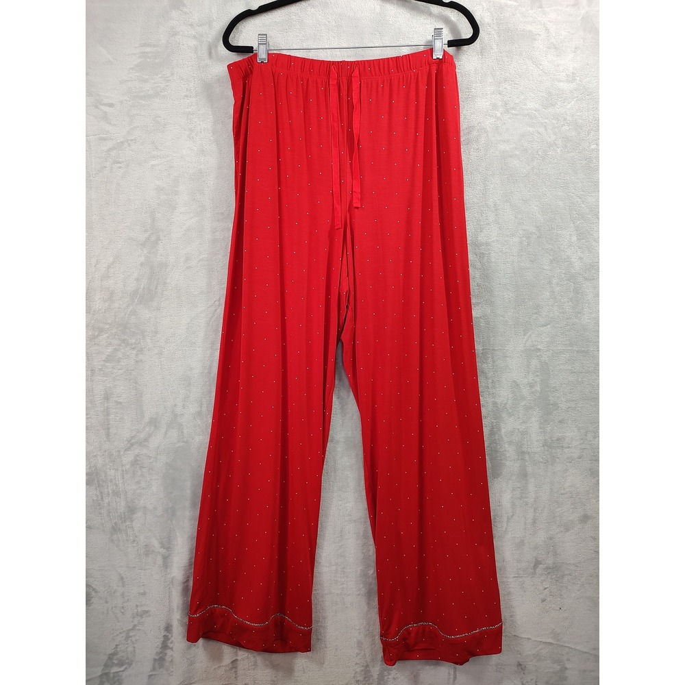 Victoria's Secret Red Polka Dot Modal Pajama Set XL Long Button Front Pockets - Picture 8 of 10
